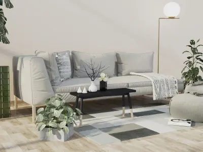 Interior Livingroom morden minimal scene 3D model
