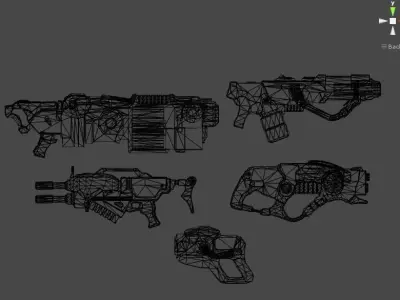 Sci Fi Weapon Pack low poly guns 3d models Low-poly 3D model