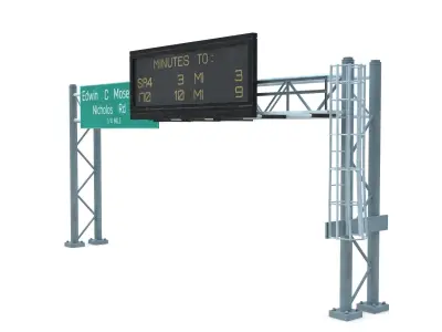 Highway Sign 08  Low-poly 3D model