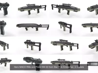 Hero MACO Rifle and Pistol EM-33 from Star Trek Enterprise 3D Model Pack