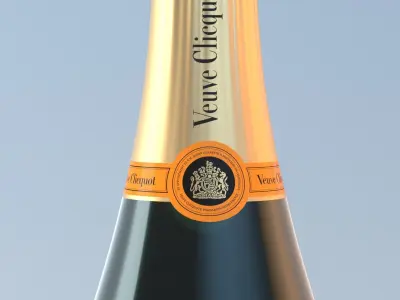  Photorealistic Champagner Bottle with Glass and Tablet 3D model