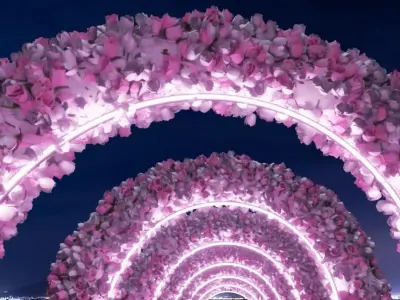 Fairy Glass Walkway decorated with Flowers 3D model 3D model