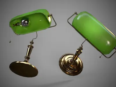 Bankers Antique Desk Lamp - PBR Game Ready Free low-poly 3D model