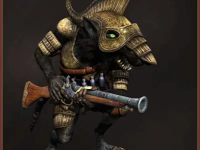 Ratkin Armored Gunner Light Version Low-poly 3D model