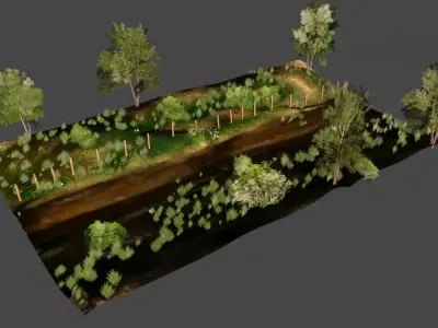 Road scene Low-poly 3D model