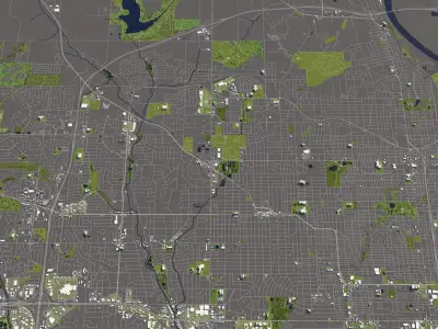 Omaha 50x50km 3D City Map 3D model