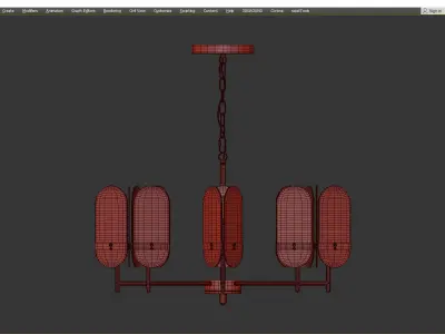 KARENA brass chandelier with clear glass shades Low-poly 3D model