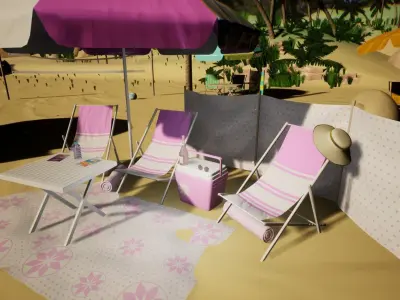 Beach Asset Pack Low-poly 3D model