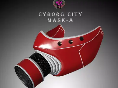 3D Gaming Asset - Cyborg City Mask-A Low-poly 3D model