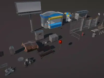 Amusement Park Environment Low-poly 3D model