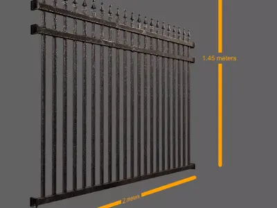 Realistic Gothic Wrought Iron Gate and Fence Free low-poly 3D model