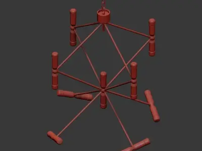 Kinkeldey chandelier with four metal rods 3D model