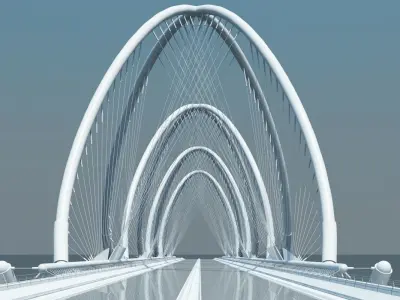 Futuristic Suspension Bridge 1 3D model