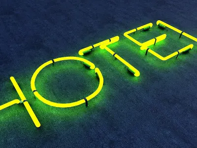 Hotel Neon Sign Low-poly 3D model