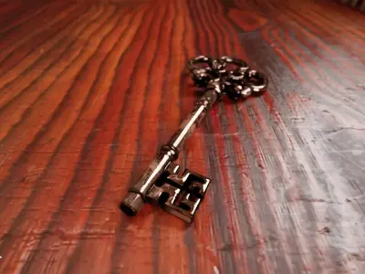 Ornamental Antique Key Low-poly 3D model