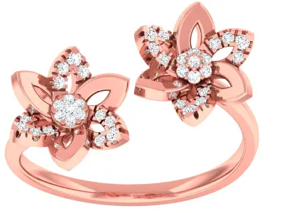 Diamond light gold ring 3D print model 2