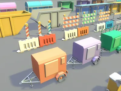 StreetSide PROPS - Low Poly Assets Low-poly 3D model Low-poly 3D model