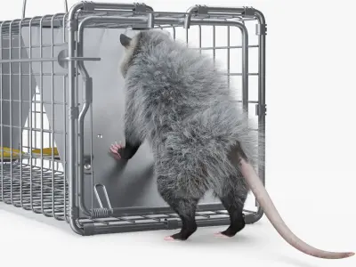  Opossum Trapped with Bait Inside Fur 