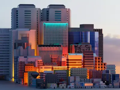 City Buildings Low-poly 3D model buy