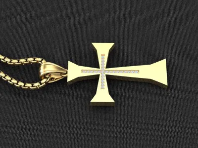 High Cross Pendant Light Gold 18K 3CP079 3D model