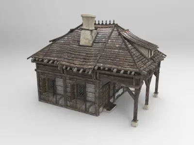 Medieval house fantasy 04 Low-poly 3D model