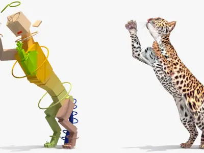  Leopard Cub Clawing Motion Animated Rigged 