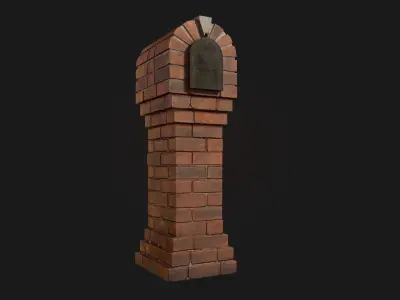 Brick Mailbox Low-poly 3D model