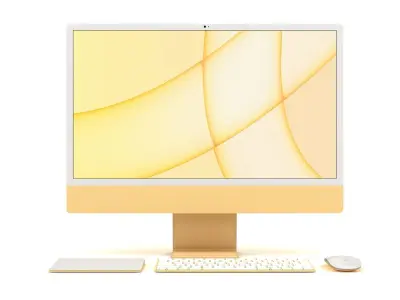 Apple iMac 24 inch 2021 Yellow Low-poly 3D model
