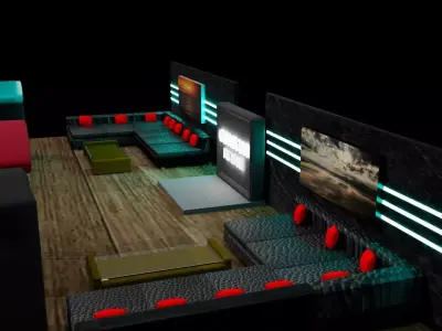 Exhibition Lounge  Event Booth Interior 3D Model 3D model