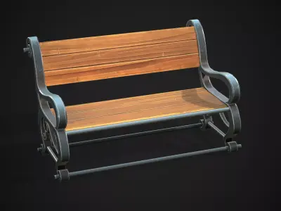 stylized bench Low-poly 3D model