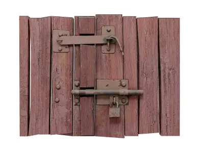 Grungy old wooden door   Low-poly 3D model