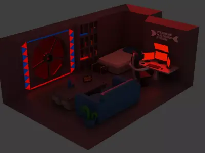 gamer room Low-poly 3D model