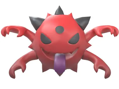 Cartoon Four Hands Ghost Character v1 003 Low-poly 3D model