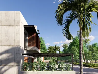 Tropical Brutalism House Modern 3D SketchUp Scene Low-poly 3D model