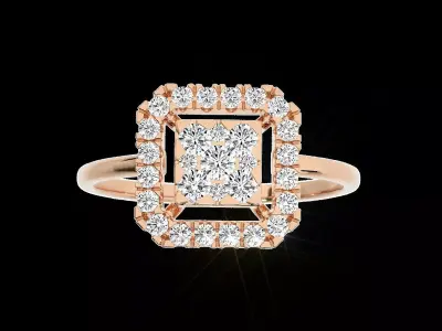 Light Minimalist Diamond Ring Earrings Pendant Set 3D print model