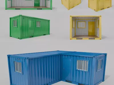 Modified Shipping Containers Room Trio Collection 3D Model Pack