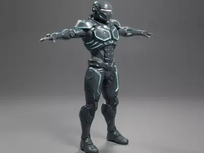 Cyber Ninja Character STL  Futuristic Sci Fi Warrior Model Low-poly 3D model