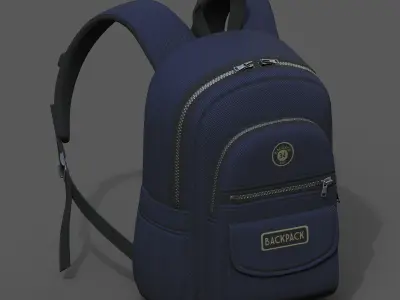 Backpack Camping color bag baggage pockets  Low-poly 3D model