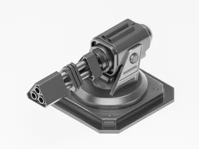 Scifi turret Low-poly 3D model