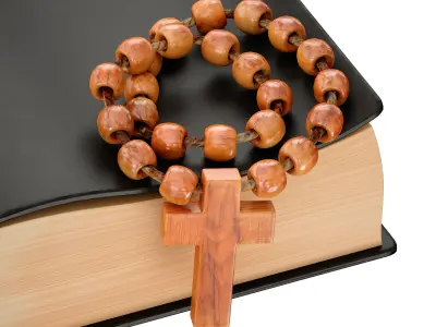 Bible Book Cross with Rosary 3D model