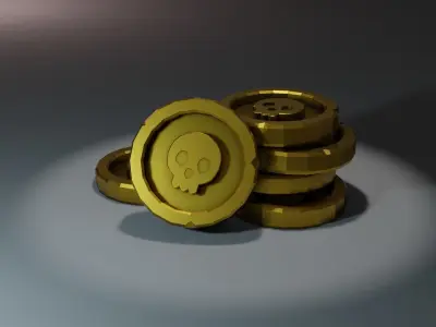 Low Poly Skull Coin Free low-poly 3D model