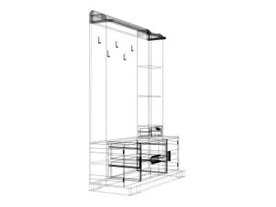 hallway 2 wooden cabinet with shelves and drawers 3D model