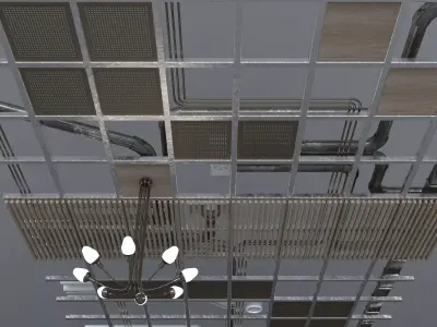 Pipes industrial ceiling 3D model