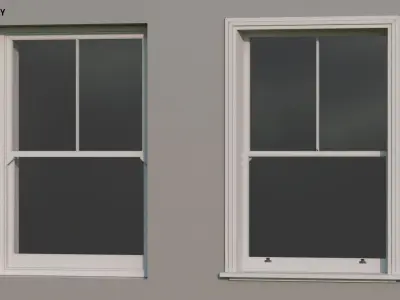 Small Sash Window Low Poly Game Ready PBR 4 Color Variants Low-poly 3D model
