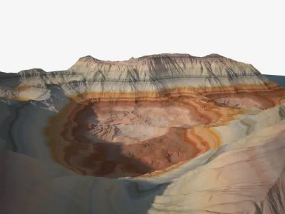 Highly detailed sci-fi rocky desert 3D model