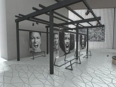 G0021 VR Virtual Reality Art gallery Cry Low-poly 3D model