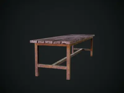 Bench wooden Low-poly 3D model