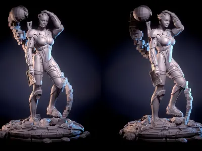 Mass Effect Fanart - Liara TSoni 3d print model Pose 1 3D print model