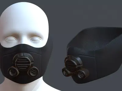 Gas mask helmet 3d model scifi Low-poly  Low-poly 3D model 455