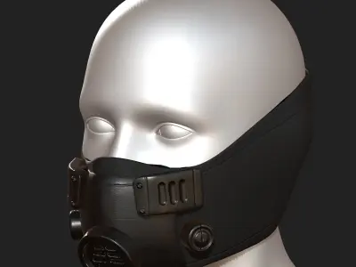 Gas masm respirator scifi futuristic Black  Low-poly 3D model